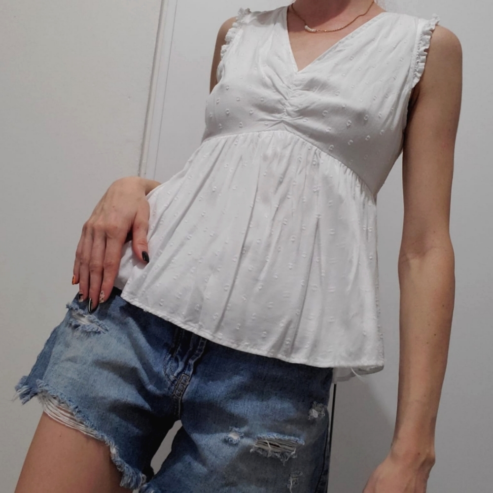 White eyelit top